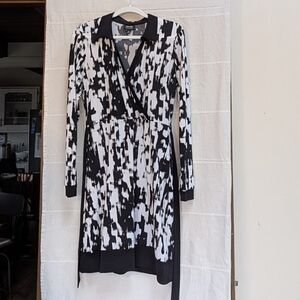 Nicole by Nicole Miller Black and White Long Sleeve Dress